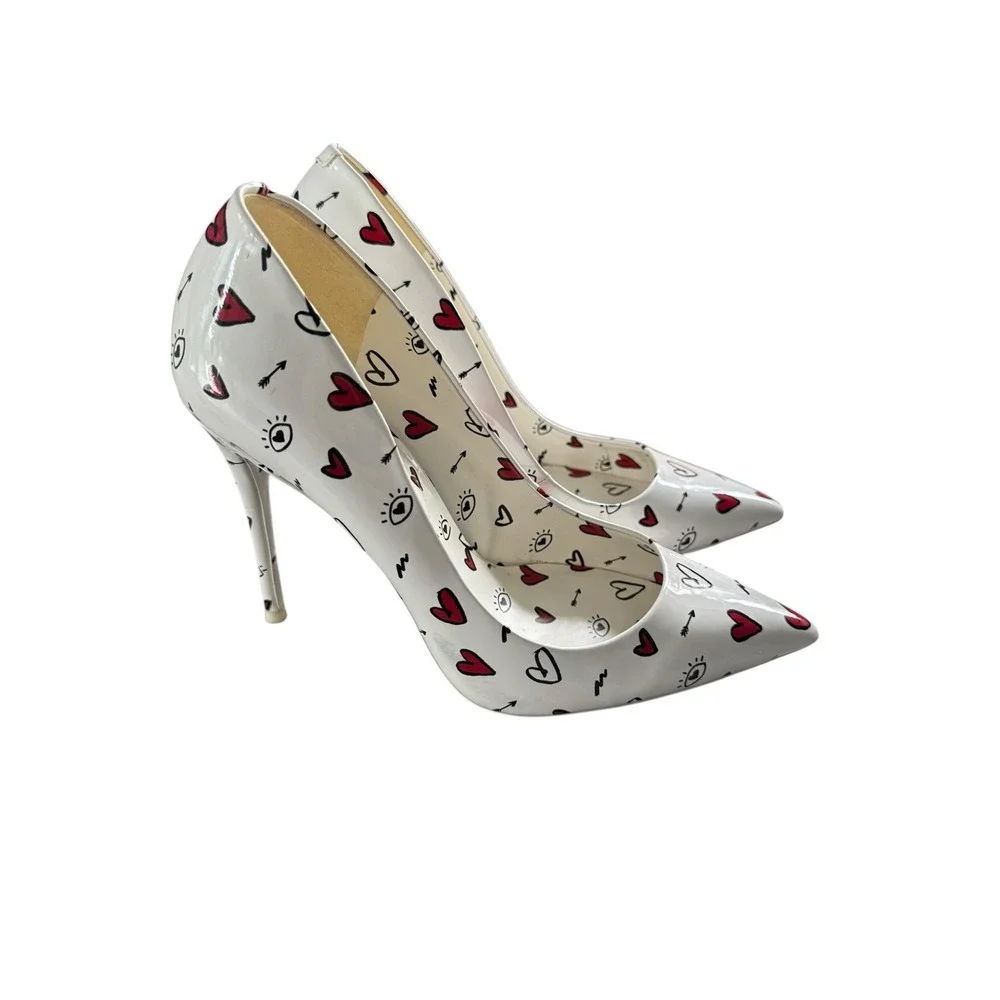 ALDO NEW Stessy 2.0 Stiletto Pump Heels White Valentines Hearts Love Size 7